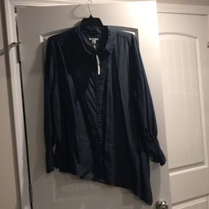 Chambray Asymmetric Button Shirt